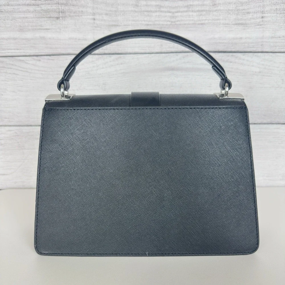 Michael‎ Kors Greenwich Medium Black Saffiano Leather Satchel Purse Handbag ONLY